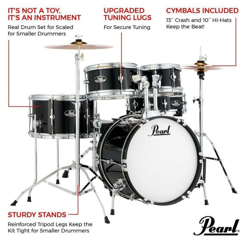Pearl Roadshow Junior C31 Jet Black con hardware e piatti