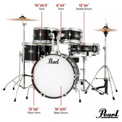 Pearl Roadshow Junior C31 Jet Black con hardware e piatti