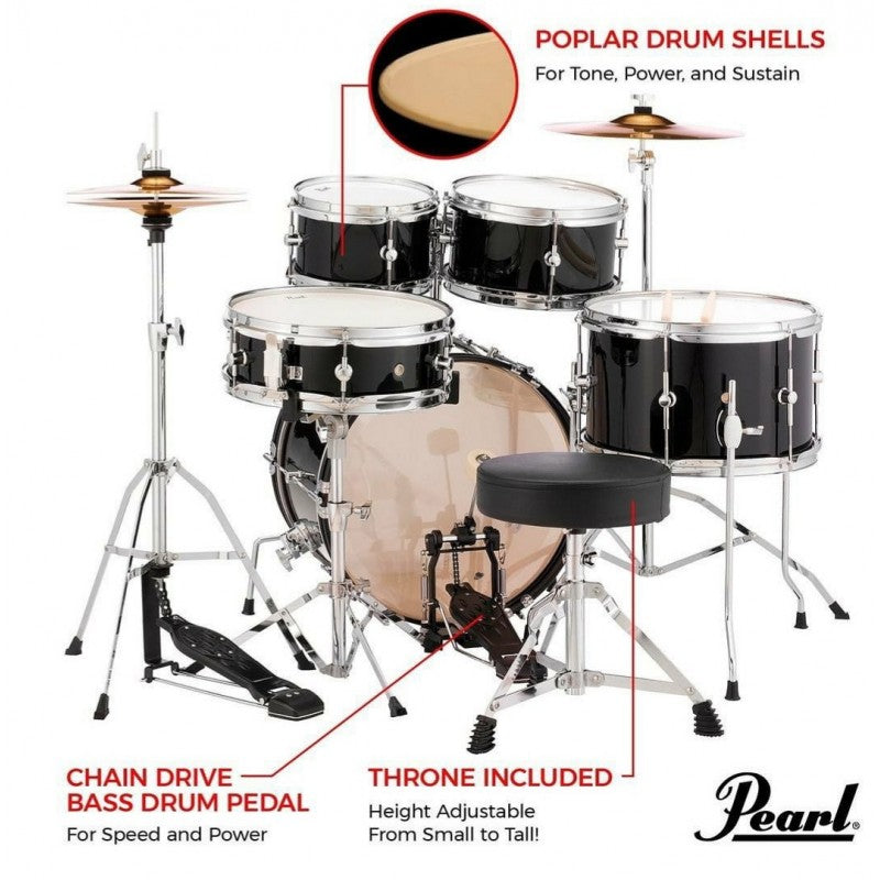 Pearl Roadshow Junior C31 Jet Black con hardware e piatti
