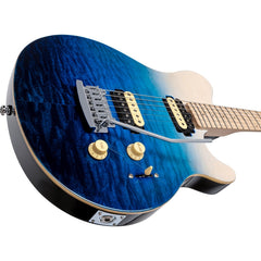 Sterling Music Man Axis AX3 Quilted Maple Spectrum Blue