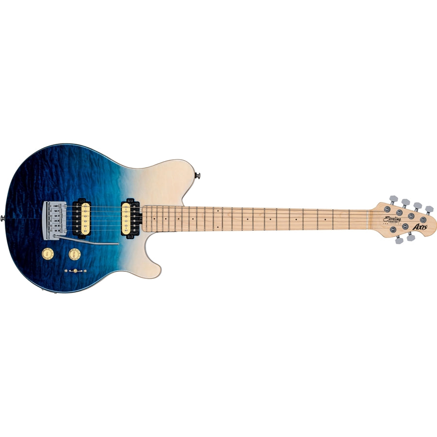 Sterling Music Man Axis AX3 Quilted Maple Spectrum Blue